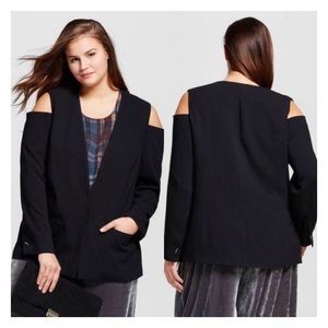 Who What Wear Plus Black Cold Shoulder Blazer 2X